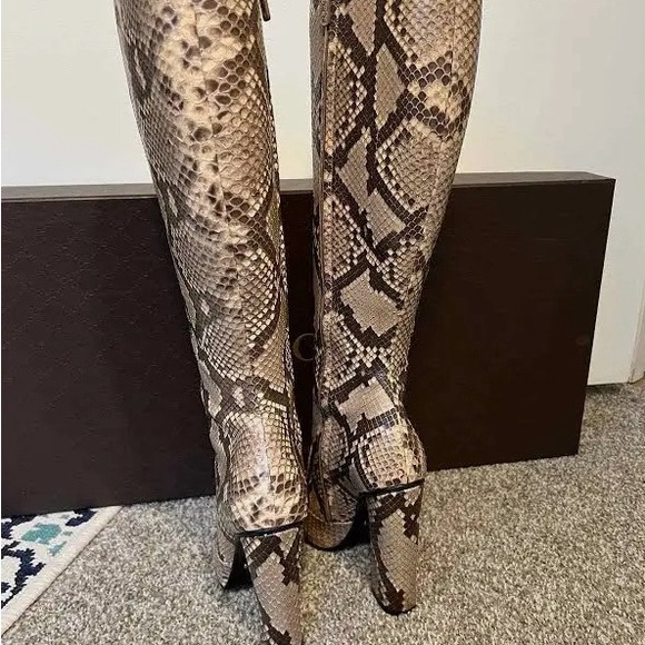 Horsebit-detailed python knee boot - Picture 3 of 7